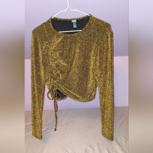 Long sleeve glitter, crop top